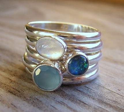 Blue Wave Stacking Set by Etsy seller onegarnetgirl