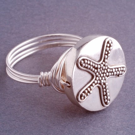 Sterling Silver Starfish Wire Wrapped Ring by Etsy seller Georgie-Designs
